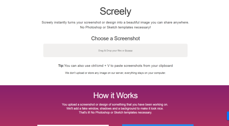 Screely: Ekran alıntılarına arka plan ekleyen web aracı
